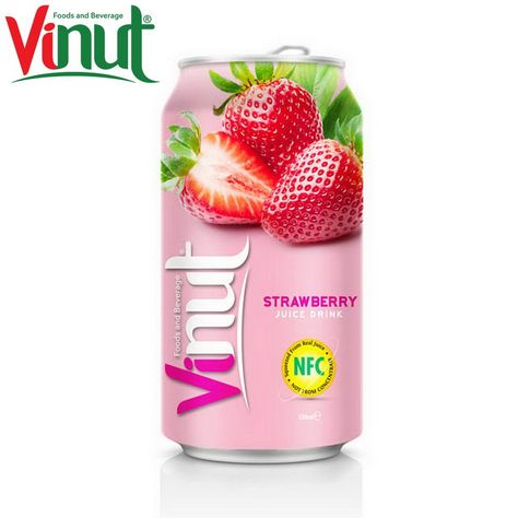 330ml VINUT Can (Tinned) Original Taste Strawberry Juice Suppliers ODM real pure Halal Certified - VINUT BEVERAGE MANUFACTURER Juice Company, Drink Juice, Viet Food, Strawberry Juice, Canned Fruit, Natural Drinks, Food Product, Alcohol Drinks, Healthy Detox