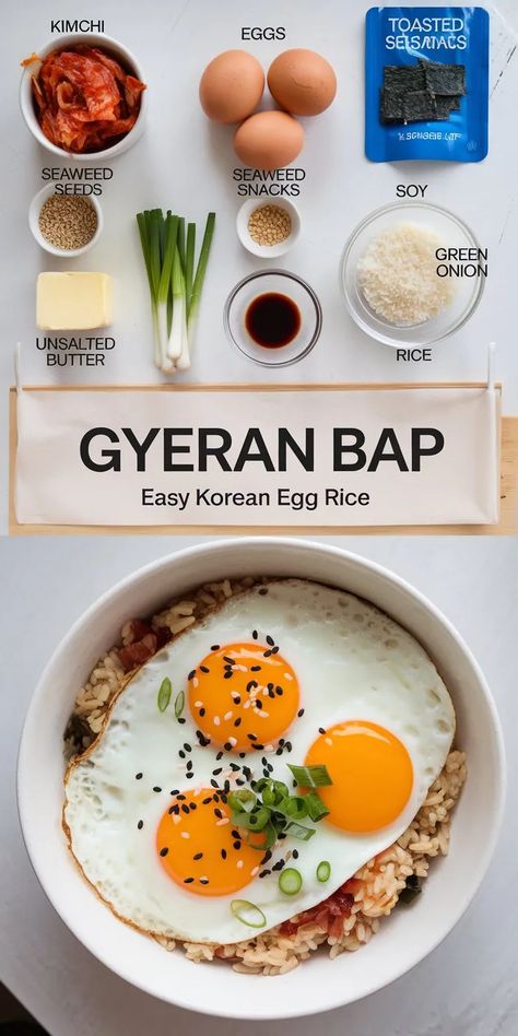 Delicious Korean Egg Rice Recipe – Gyeran Bap Made Easy Rice Eggs Breakfast, Egg And Rice Breakfast, Korean Breakfast Recipe, Korean Egg Rice, Gyeran Bap, Breakfast Korean, Seasoned Eggs, Egg Rice Recipe, Korean Egg