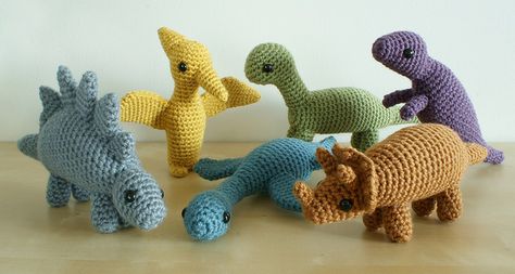 All sizes | crocheted dinosaurs sets 1 and 2 | Flickr - Photo Sharing! Crocheted Dinosaurs, Aunt Josephine, Crocheted Stuffed Animals, Crochet Dinosaurs, Dinosaur Patterns, Crochet Dino, Amigurumi Dinosaur, Dinosaur Amigurumi, Mini Beasts