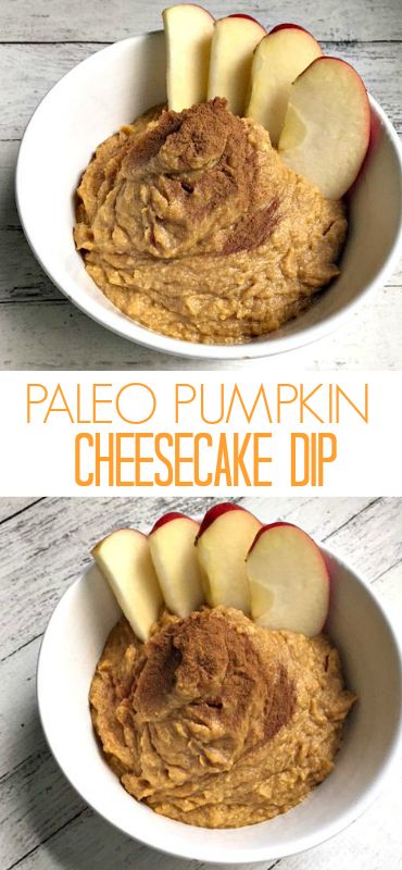 Paleo Pumpkin Cheesecake Dip - a healthy fall dessert that is ready in under five minutes and tastes awesome! Paleo Pumpkin Cheesecake, Pumpkin Cheesecake Dip, Healthy Fall Desserts, Chips Dip, Paleo Thanksgiving, Paleo Appetizers, Keto Treats, Cheesecake Dip, Paleo Pumpkin