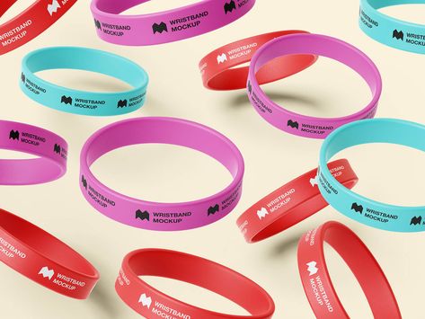 Brochure Mockup Free, Wristband Design, Custom Wristbands, Square Brochures, Rubber Bracelets, Mockup Downloads, Psd Template Free, Brand Promotion, Mockups Design