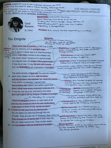 The Emigree Poem, Gcse Aesthetic, English Literature Poems, Literature Poems, Gcse Poems, English Gcse Revision, Handwriting Inspo, English Gcse, Literature Notes