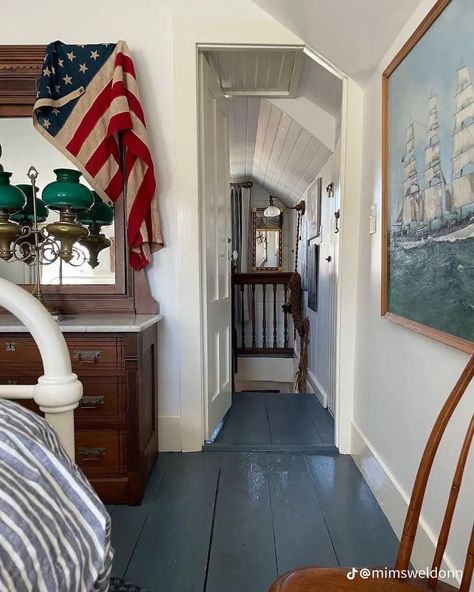 Nautical Interior, Americana Home, Nautical Bedroom, Under The Knife, Upstairs Bedroom, Cottage Bedroom, Patriotic Decor, Lake Cottage, Remodels