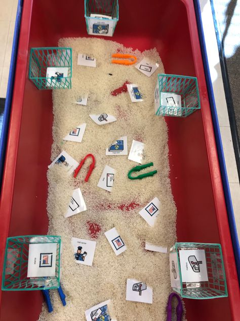 Posting Activities Eyfs, Postman Activities Preschool, Community Helpers Preschool Sensory Bin, The Jolly Postman Activities, Post Office Sensory Bin, Post Office Art Preschool, Post Office Activities For Toddlers, Post Office Theme Preschool, Jolly Postman Eyfs Activities