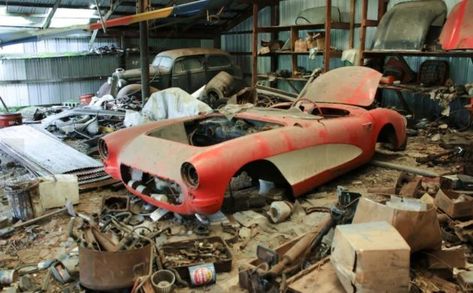 This awesome 1957 Corvette was legendary in rural Pennsylvania. It has now been rescued from a collapsing barn. Check it out! #Chevrolet, #Corvette Barn Finds Classic Cars, 1957 Corvette, Barn Find Cars, Car Barn, Crate Engines, 1955 Chevrolet, 1957 Chevrolet, Abandoned Cars, Corvette Stingray