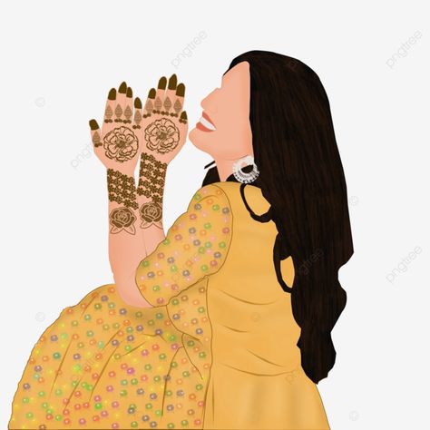 Bride Animation, Mehendi Drawing, Mehandi Bride, Bride Mehandi, Mehandi Ceremony, Mehendi Bride, Bride Cartoon, Bride Mehndi, Mehndi Bride