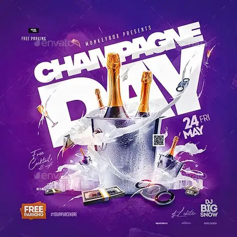 Champagne Graphic Design, Sales Poster Design, Cheer Flyer, Party Flyer Design, Kids Party Planner, Promo Flyer, Photo Gifts Diy, Free Psd Flyer Templates, Flyer Free