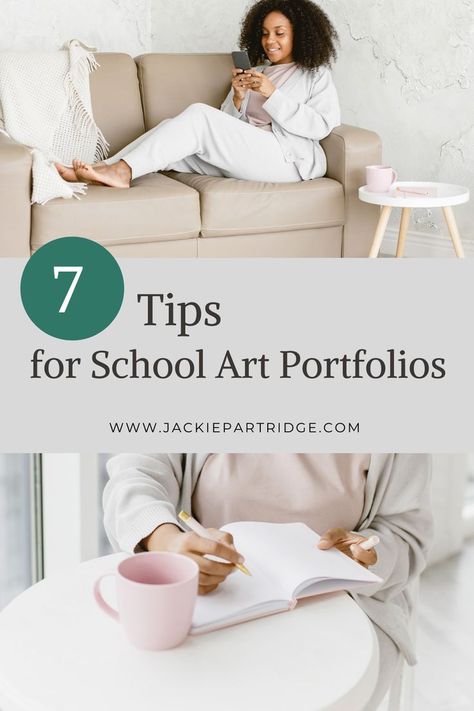 How to Make a Portfolio for Art School learn 7 tips from artist Jackie Partridge on how to make a portfolio for art school. Watch this video on How to Make a Portfolio for Art School on YouTube be sure to share it with an art teacher or grade 12 art student to help them create an art portfolio and get into art school! Feel confident about your art portfolio for school and click the link below to watch the video! Learn how to make an art portfolio for school NOW! Portfolio For School, Tips For School, Art Assignments, Grade 12, Art Worksheets, Art Student, Art Resources, Teaching High School, High School Art