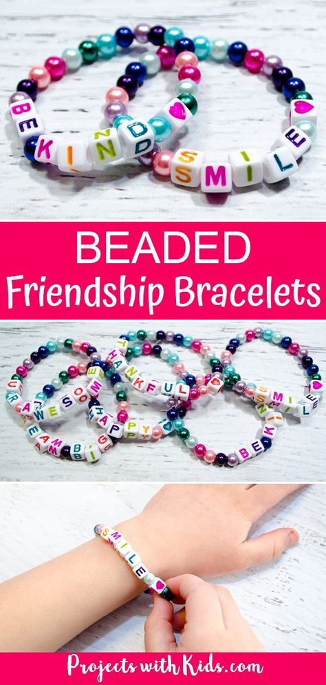 Friendship Bracelets For Classroom, Pre K Friendship Bracelets, Friendship Bracelets For Kids, Bracelets With Words, Beaded Friendship Bracelets, Kids Bead Bracelet, 2023 Crafts, Bracelets For Kids, Preschool Spring