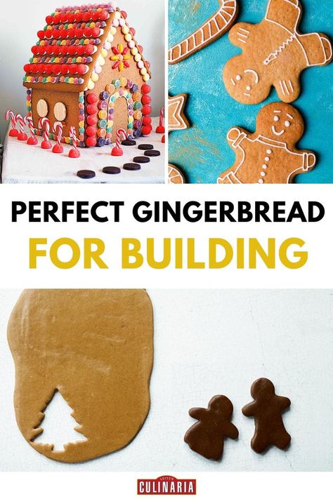 A vibrant gingerbread house decorated with colorful candies is shown alongside gingerbread cutouts on a lightly floured surface. Cookies Decoration Ideas, Build A Gingerbread House, Gingerbread House Icing, Homemade Gingerbread House, Cookies Decoration, Gingerbread House Recipe, Homemade Gingerbread, Make A Gingerbread House, Recipe Template