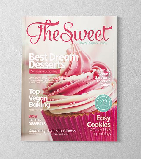 Magazine Covers on Behance Recipe Book Covers, Magazine Cover Ideas, Magazine Design Cover, Book Cupcakes, English Magazine, Bakery Store, Baking Book, Cake Cover, Dessert Cupcakes