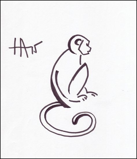 Kingston Tattoo, Monkey Drawing, Monkey Logo, Monkey Tattoos, Drawing Minimalist, Tattoo Posters, Monkey Design, Body Map, Monkey Art