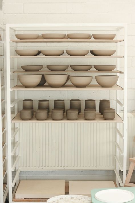 Pottery Drying Shelves, Outdoor Pottery Studio, Pottery Home Studio, At Home Pottery Studio, Pottery Studio Aesthetic, Home Ceramic Studio, Small Pottery Studio, Home Pottery Studio, Ceramics Workshop