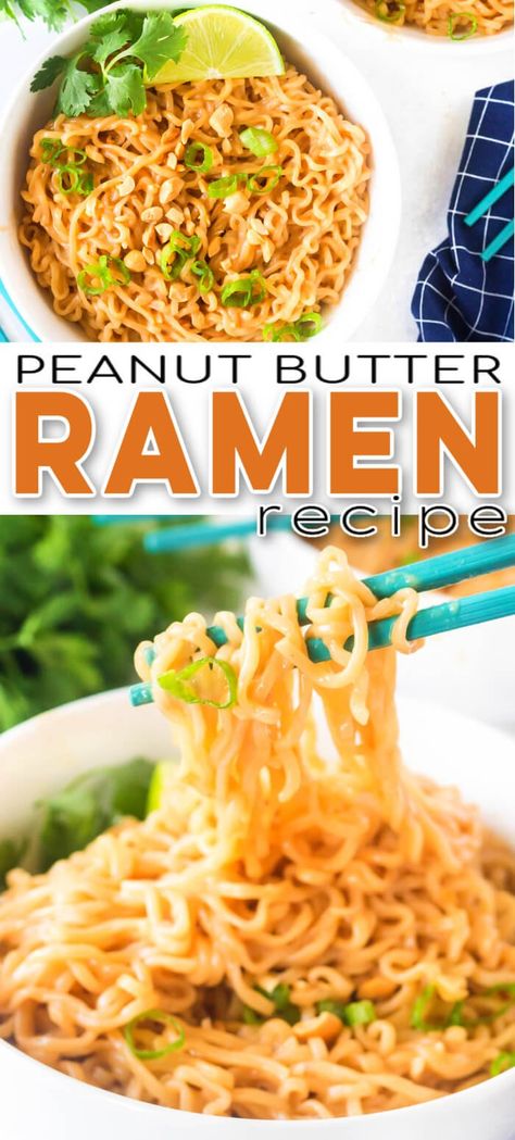 Ramen Noodle Peanut Butter Recipes, Ramen Noodle Recipes Easy Peanut Butter, Buttery Ramen Noodles, Thai Peanut Ramen Noodles, Kara’s Peanut Butter Ramen, Ramen Noodles With Peanut Butter, Ramen Noodle Recipes Peanut Sauce, Peanut Butter Instant Ramen, Peanut Butter Roman Noodles