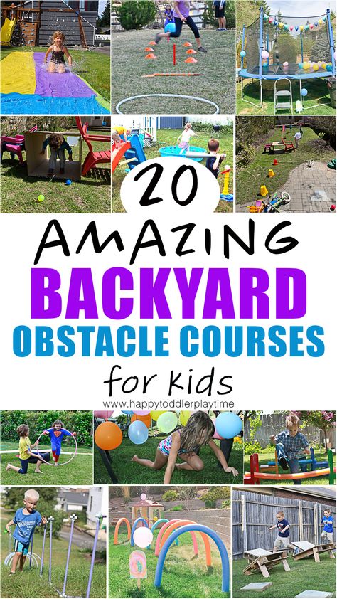 20 super fun and easy to set up backyard obstacle courses for kids. These ideas are prefect for kids of all ages, from toddlers to older kids and everyone in between. Obstacle Course Ideas, Obstacle Course For Kids, Backyard Obstacle Course, Kids Obstacle Course, Amazing Backyard, Outside Games, Backyard Activities, Course Ideas, Obstacle Courses