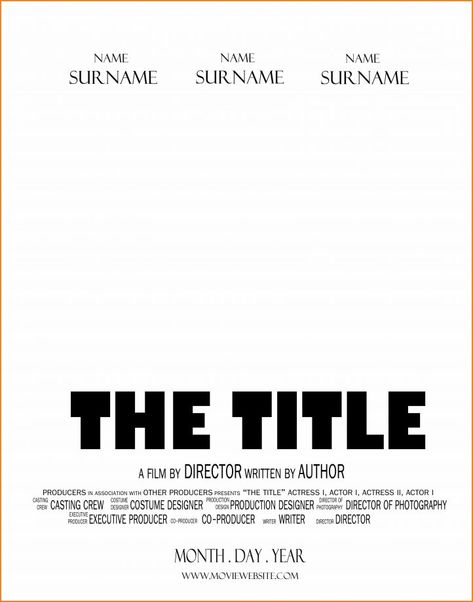 Movie Poster Composition Layout, Quotes Design Layout Poster, Movie Trailer Template, Movie Credits Aesthetic, Film Poster Design Ideas Layout, Blank Movie Poster Template, Movie Poster Typography, Movie Flyer Design, Movie Template Design