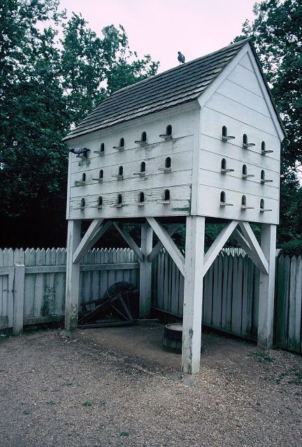 Early American Gardens: Garden & Landscape Ornaments - Dovecote, Pigeon-House, Culver-House Bird Apartment, Williamsburg Gardens, Rustic Birdhouses, Dove House, Pigeon House, Garden Wildlife, Pigeon Loft, Beautiful Birdhouses, Garden Birdhouses