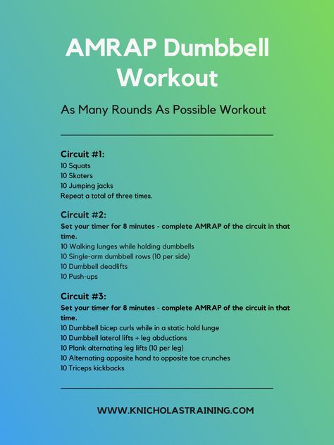 Total Body Amrap Workout, Amrap Hiit Workout, Amrap Full Body Workout, Amrap Core Workout, Amrap Workout Weights, 45 Min Strength Workout, Full Body Amrap At Home, Dumbbell Emom Workout, Amrap Upper Body Workout