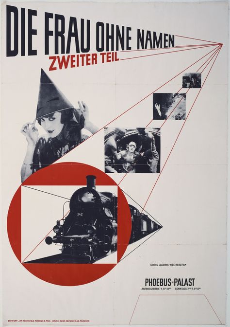 Jan Tschichold. Die Frau ohne Namen (The Woman Without a Name) (Film poster for the Phoebus-Palast cinema, Munich). 1927 | MoMA Cristiana Couceiro, Jan Tschichold, Russian Constructivism, Graphisches Design, Film Poster Design, Swiss Design, Penguin Books, Exhibition Poster, Design Graphique