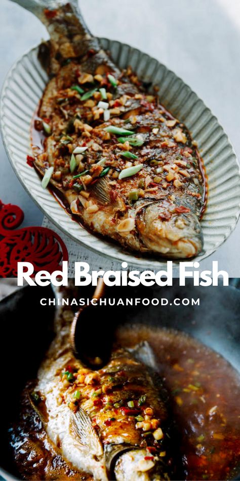 Braised Fish Chinese, Chinese Tilapia Recipes, Chinese Whole Fish Recipe, Chinese Fish Recipes, Braised Fish Recipe, Chinese Fish Recipe, Braised Fish, Whole Fish Recipes, Hmong Food