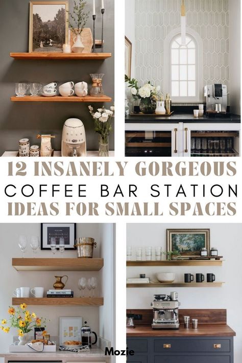 Coffee Bar Station Small Spaces, Coffee Bar Station Ideas, Home Coffee Bar Station, Bar Station Ideas, Ikea Coffee, Coffee Bar Ideas Kitchen Counter, Coffee Bar Cart, Kitchen Coffee Bar, Diy Coffee Station