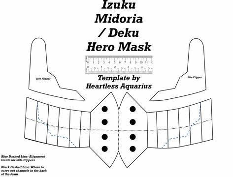 Deku Mask Pattern, Cosplay Templates, Deku Mask, Mask Photo, Deku Cosplay, Armadura Cosplay, Mha Cosplay, Instruções Origami, Cosplay Armor