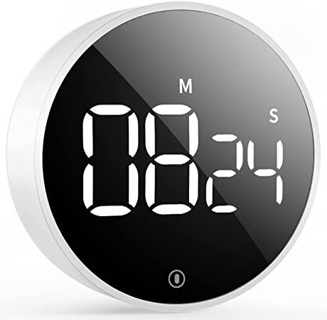 Easy to Use & Quiet Operation- One key operation, no more struggling to set a timer with small buttons, just rotate to set time. Kids and Seniors can easily make it work too! Time Management & Magnetic- Counting down from 99 minutes 55 seconds to zero, or as a stopwatch count up from 0 to 99:55. Powerful magnets on the back for placement on any iron surface directly. Two silicone pads to avoid falling off. Classroom Timer, Egg Timer, Digital Light, Kitchen Timer, Kitchen Timers, Digital Timer, Time Kids, Garage Gym, Countdown Timer