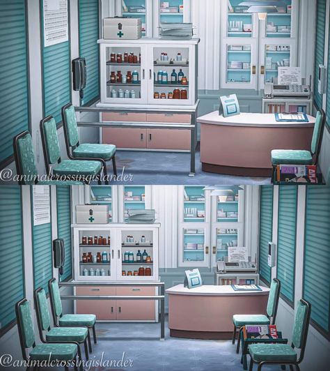 The Office Wallpaper, Pharmacy Design, Office Wallpaper, Hospital Design, Border Designs, New Animal Crossing, Doctor Office, Animal Crossing Game, Mini Series