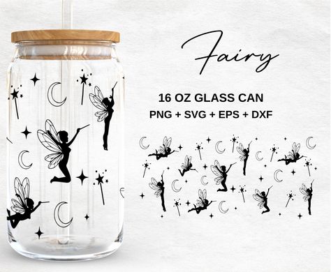 Fairy Magic - 16oz Glass Can svg, Libbey Glass Can Wrap, svg Files for Cricut & Silhouette Cameo, Glassware svg Glass With Straw, Can Wrap Svg, Glass Can Svg, Glass Can Wrap, 16oz Glass Can, Libbey Glass Can, Fairy Magic, Cup Wrap, Jingle All The Way