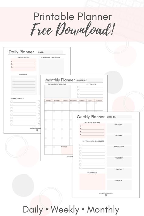 Plan out your day with this FREE printable planner. Planner includes daily planner, weekly planner, and monthly planner printables. #dailyplanner #weeklyplanner #monthly planner #freeprintable Free Planner Templates Pdf, Monthly And Weekly Planner Printable Free, Zinnia Planner Template, Digital Weekly Planner Templates Free, College Weekly Planner, Monthly Planner Template Free Printable, Monthly Planner Free Printable, Knitting Journal, Free Monthly Planner