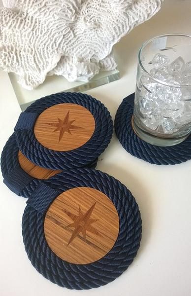 Gifts For New Boat, Thank you, Wedding - Nautical Luxuries Gifts For Boaters Ideas, Knitted Gifts Nautical, Nautical Basket, Boat Hacks, Small Wooden Boat Decor, Boat Gifts, Nautical Coasters, Beach Theme Gifts, Gifts For Boat Owners