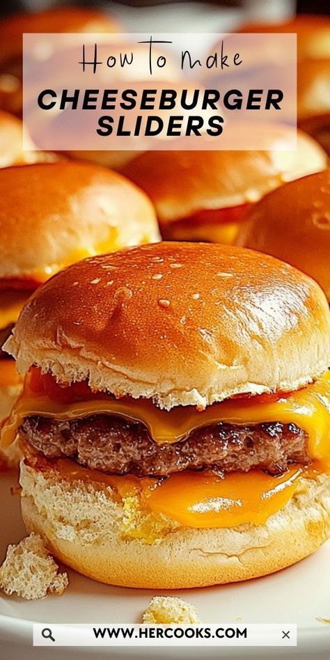 Upgrade your sliders with caramelized onions and crunchy pickles! These Cheeseburger Sliders are bursting with flavor in every bite. Sliders In Muffin Tin, Arby’s Roast Beef Sliders, Kings Hawaiian Cheeseburger Sliders, Dessert Sliders Recipes, Baked Hamburger Sliders, Hamburger Sliders Recipes, Hamburger Sliders Hawaiian Rolls, Cheeseburger Sliders Hawaiian Rolls, Mini Cheese Burgers