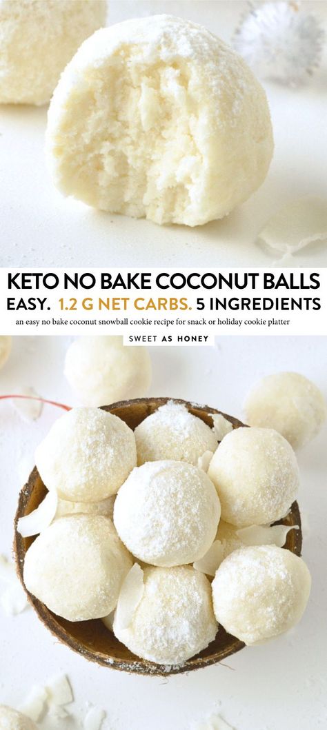 No Bake Coconut Balls Recipe, No Bake Coconut Balls, Coconut Balls Recipe, Keto No Bake, Snowball Cookie Recipe, Coconut Balls, Postre Keto, Tarte Fine, Keto Brownies