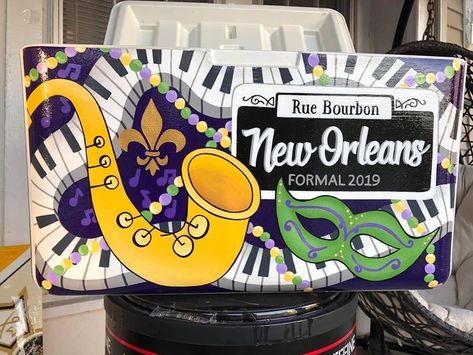 New Orleans Fraternity Cooler, New Orleans Cooler Formal, New Orleans Formal Cooler, Nola Cooler Painting, Frat Coolers Formal Nola, Fraternity Formal Coolers, New Orleans Frat Cooler, Frat Coolers Nola, Painted Coolers For Guys Fraternity