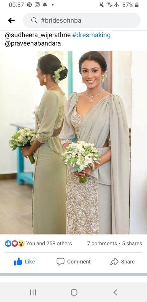 Srilankan Wedding Bridesmaid, Kandyan Hairstyles, Kandyan Saree Jackets Designs, Sri Lankan Bridesmaids, Modern Kandyan Saree Designs, Kandyan Bridesmaid, Modern Kandyan, Sri Lankan Wedding Saree, Blue Bridal Dress