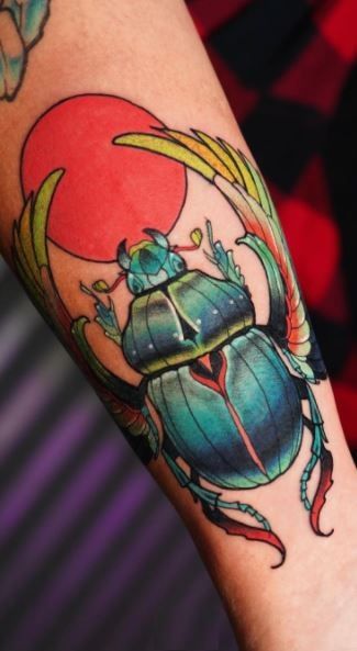 Neo Traditional Scarab Tattoo, Egyptian Scarab Tattoo, Beatle Tattoo, Beetle Tattoos, Scarab Beetle Tattoo, Insect Tattoos, Designing Tattoos, Scarab Tattoo, Beetle Tattoo