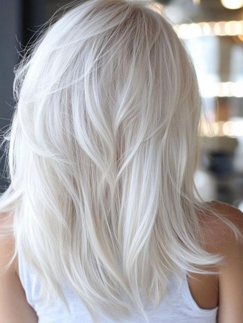 Explore Stunning Platinum Blonde Hair Color Ideas for Every Style Blonde For Gray Hair, Shoulder Length Platinum Blonde Hair, Platinum Blonde With Dark Underneath, Icy Blonde With Lowlights, Pearl Blonde Highlights, Nordic Blonde Hair, Ice White Hair, Blended Blonde Hair, Pearl Blonde Hair