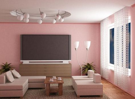 Such a pretty pink. I love it because it is such a soft color!! Hall Colour, Gray Painted Walls, Living Room Wall Color, Modern Living Room Wall, Room Wall Colors, Room Wall Painting, Decor Ikea, Pink Living Room, Pink Things