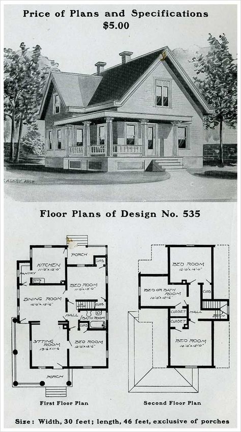 Traditional American House, Vintage Floorplans, 1900s House, Sears Homes, Houses Victorian, Vintage Floor Plans, Old House Plans, Farmhouse Floor Plans, Vintage Homes