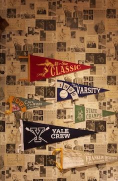 Collegiate Pendants Collegiate Aesthetic, Ivy League Aesthetic, College Theme, College Pennants, Newspaper Wall, Preppy Handbook, State Champs, Graduation Party Themes, Ivy League Style