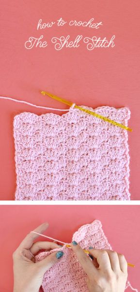 how to crochet the shell stitch - this is a great stitch with rich texture and a pretty scalloped shape. It's easy to do and perfect for scarves, blankets, and washcloths Bolero Haken, Crochet Shell Stitch, Shell Stitch, Crochet Stitches For Beginners, Haken Baby, Crochet Afghans, Shell Pattern, Crochet Instructions, Crochet Stitches Tutorial