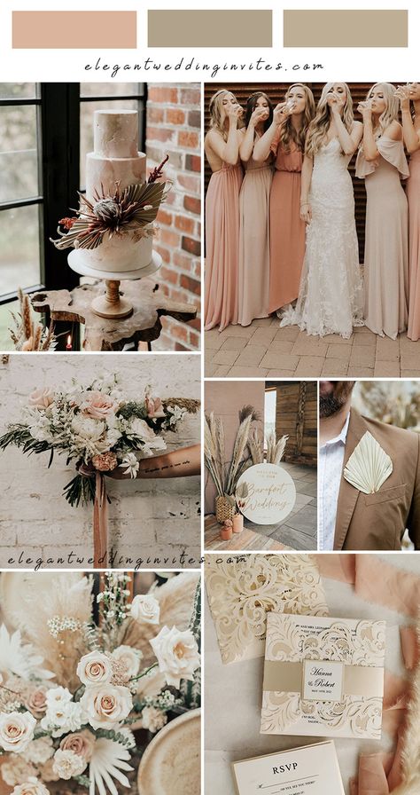 chic boho rustic theme wedding color inspiration Elegant Neutral Wedding, Rustic Theme Wedding, Neutral Wedding Decor, Burgundy Invitations, Blush Invitations, Wedding Color Palettes, Wedding Motifs, Neutral Wedding Colors, Chic Wedding Invitations