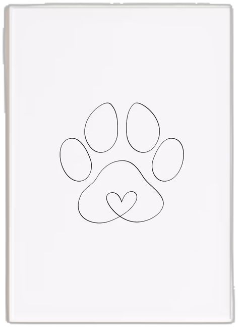 Minimalist Dog Paw Digital Print Paw Print Line Art Drawing - Etsy Canada Paw Print In Heart Tattoo, Dogs Paw Drawing, Animal Paws Drawing, Embroidered Paw Prints, Dog Paw Line Art, Paw Line Tattoo, Dainty Paw Print Tattoo, Puppy Print Tattoo, Heart Paw Print Tattoo