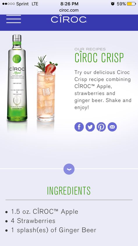 Ciroc Mixed Drinks, Apple Ciroc, Ciroc Drinks, Poolside Cocktails, Ciroc Recipes, Apple Drinks, Drinks Recipe, Cocktail Drinks Alcoholic, Vodka Recipes