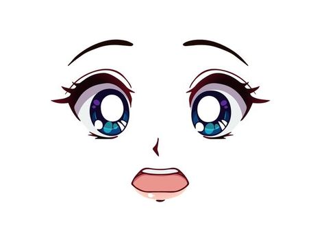 Scared Anime Face, Scared Anime, Scared Face, Anime Face Drawing, Drawing Face Expressions, Anime Face, Big Blue Eyes, Manga Style, Anime Eye Drawing