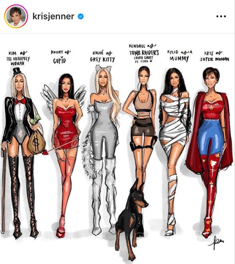 Halloween Costume Illustration, Costume Illustration, Laura Croft, Family Halloween Costume, Hayden Williams, Marilyn Monroe Art, Fashion Design Collection, Keeping Up With The Kardashians, Kim K