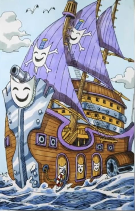 One Piece Boat Pirate Ships, One Piece Ship Boat, Anime Pirate Ship, Pirate Ship Design, Pirate Ship Art, Anime Pirate, Big Mom Pirates, One Piece Oc, Anime Ghost