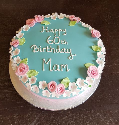 Flowery 60th birthday cake 60th Birthday Cake, 60th Birthday Cakes, Pretty Birthday Cakes, 60th Birthday, Birthday Cakes, Birthday Cake, Cake, Birthday