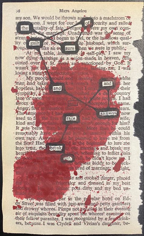 Black Put Poetry, Art Over Book Pages, Drawing Over Book Pages, Black Out Poem Ideas, Deep Things To Write About, Found Poems Ideas, Creepy Love Letters, Black Out Poems Art, Sketches On Book Pages