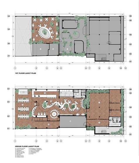 Gallery of Anh Coffee Roastery / Red5studio - 38 Cafe Plan Architecture, Cafe Layout Plan, Restaurant Design Plan, Cafe Floor Plan, Coffee Plan, Cafe Plan, Restaurant Floor Plan, Interior Architecture Sketch, Rooftop Restaurant Design